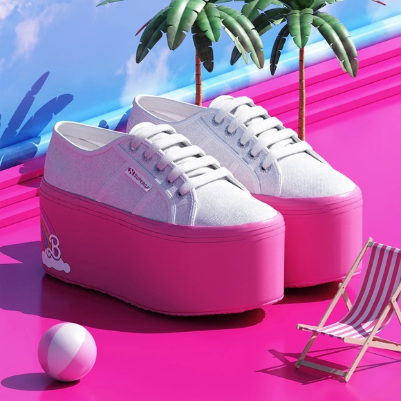 Superga Shoes - Superga x Barbie The Movie Pink Rainbow Platform Sneakers 2802